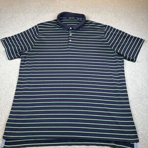 Polo Golf Ralph Lauren Polo Shirt Mens 2XL Navy Green Stripe Stretch Arm Logo